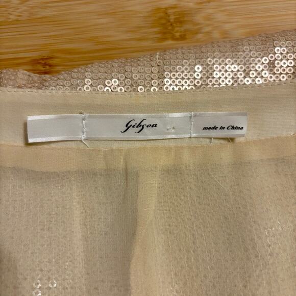 GIBSON Gold Crop Sequin Zip Up Bomber Style Jacket Size XS - Picture 12 of 14